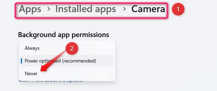 تعطيل أذونات البرامج